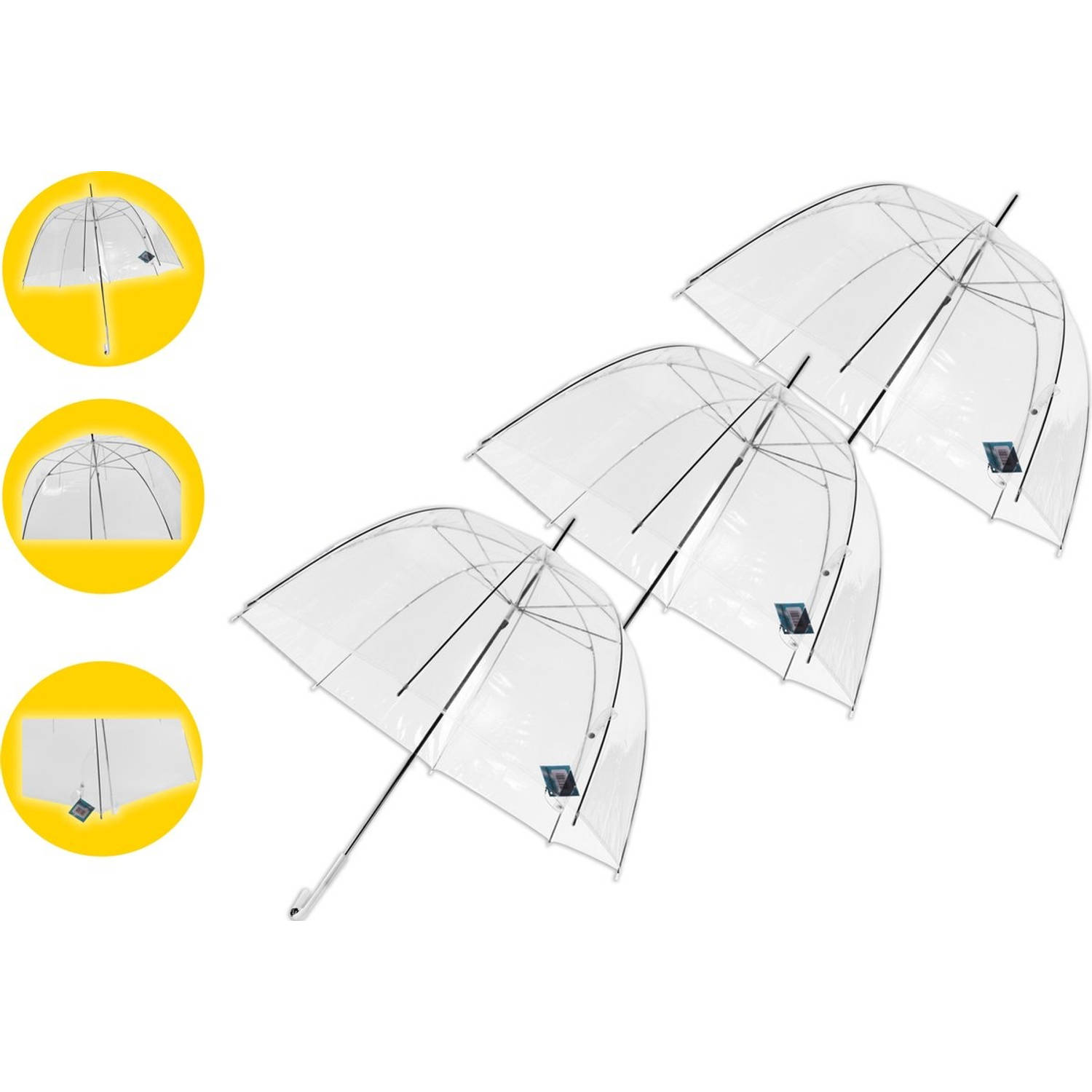 3 stuks Paraplu transparant plastic paraplu's 75 cm - doorzichtige paraplu - trouwparaplu - bruidsparaplu - stijlvol - bruiloft - trouwen - fashionable - trouwparaplu