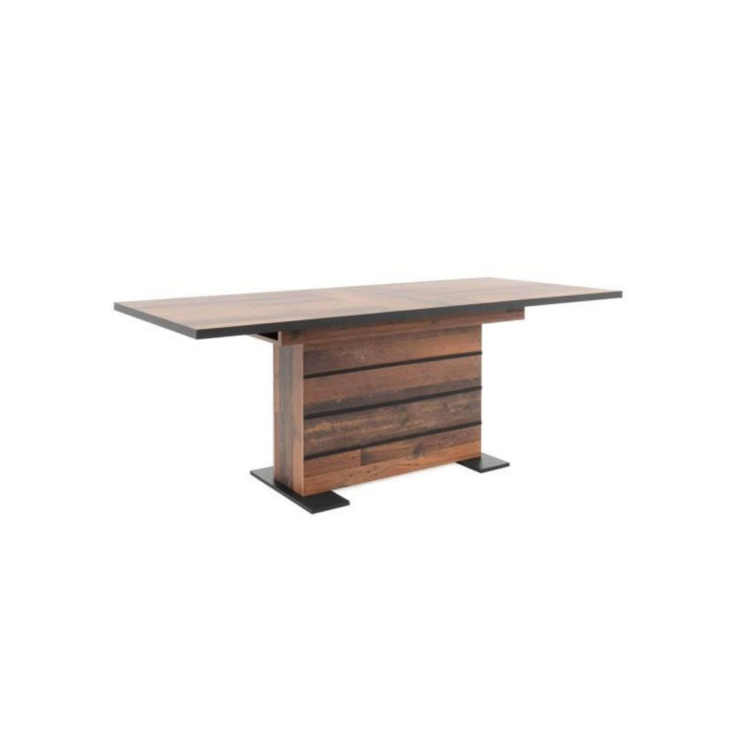 Manhattan uitschuifbare eettafel rustieke bruin en zwarte 160-200 x 90 x 75 cm