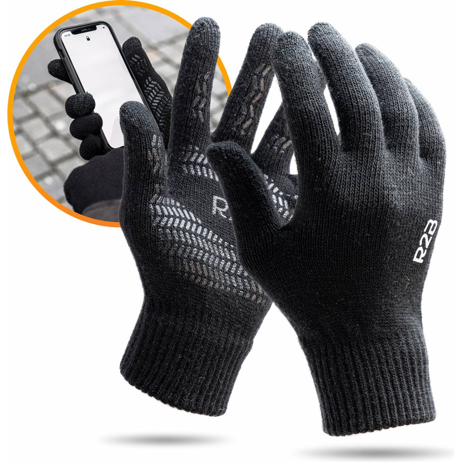R2B® Touchscreen handschoenen heren / dames winter - Maat XS/S - Model Antwerpen - Scooter / Fiets / Wandelen