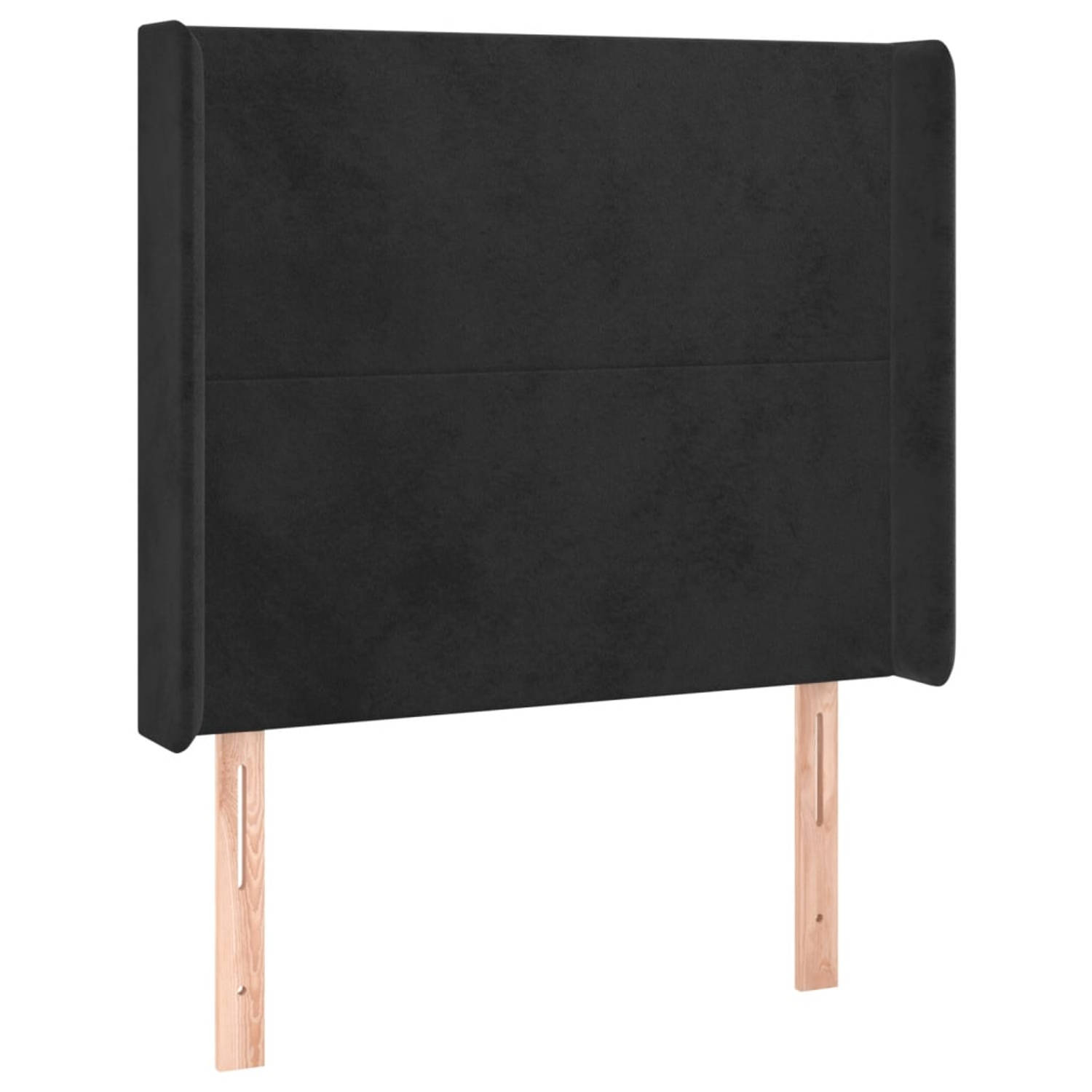 The Living Store Hoofdbord met randen 103x16x118/128 cm fluweel zwart - Bedonderdeel