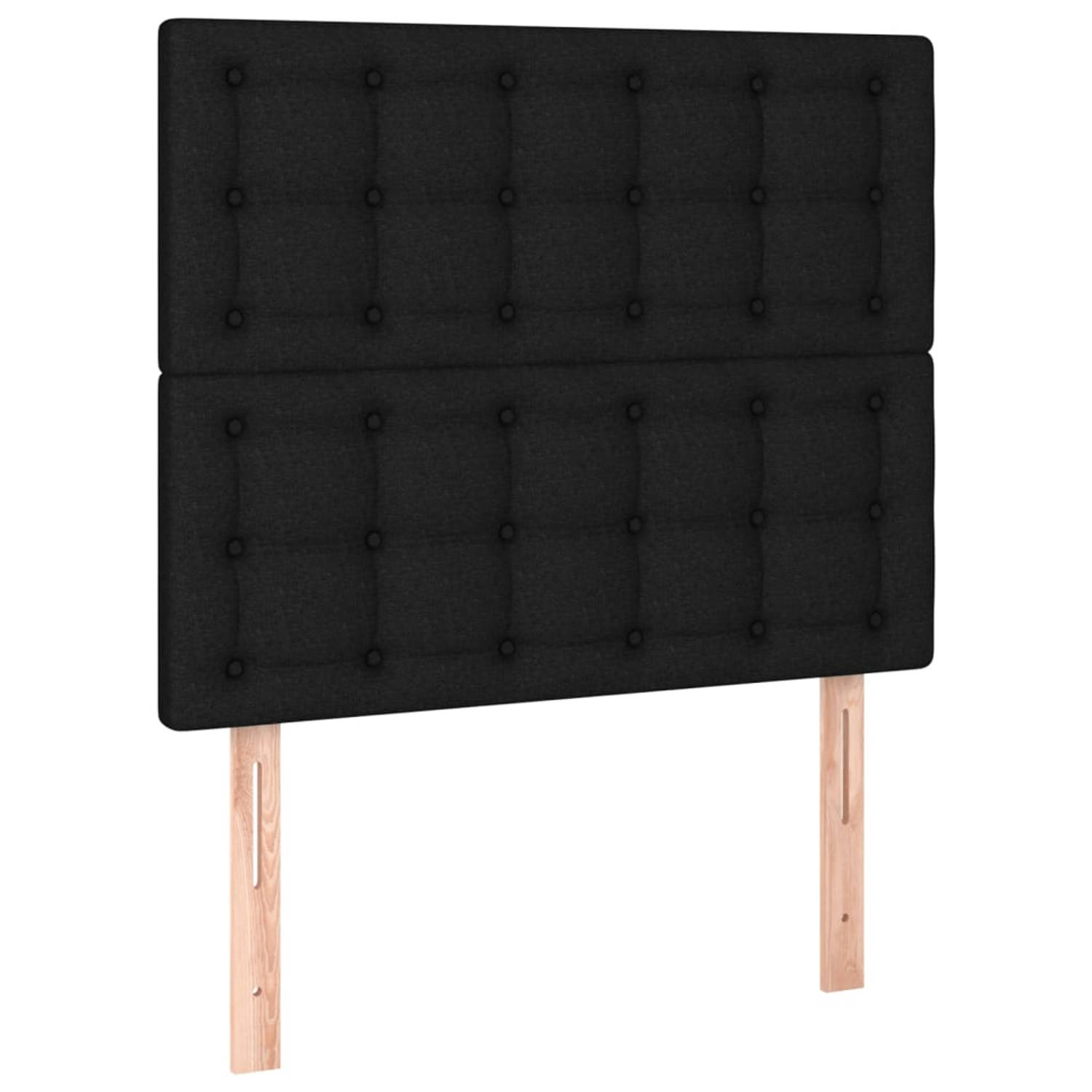 The Living Store Hoofdbord - Bedaccessoires - 90x5x118/128 cm - Zwarte stoffen bekleding