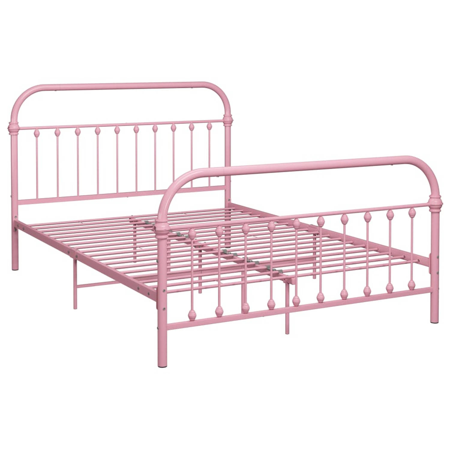 The Living Store Bedframe metaal roze 120x200 cm - Bedframe - Bedframes - Tweepersoonsbed - Tweepersoonsbedden - Bed - Bedden - Bedombouw - Bedombouwen - Frame - Frames - Slaapmeub