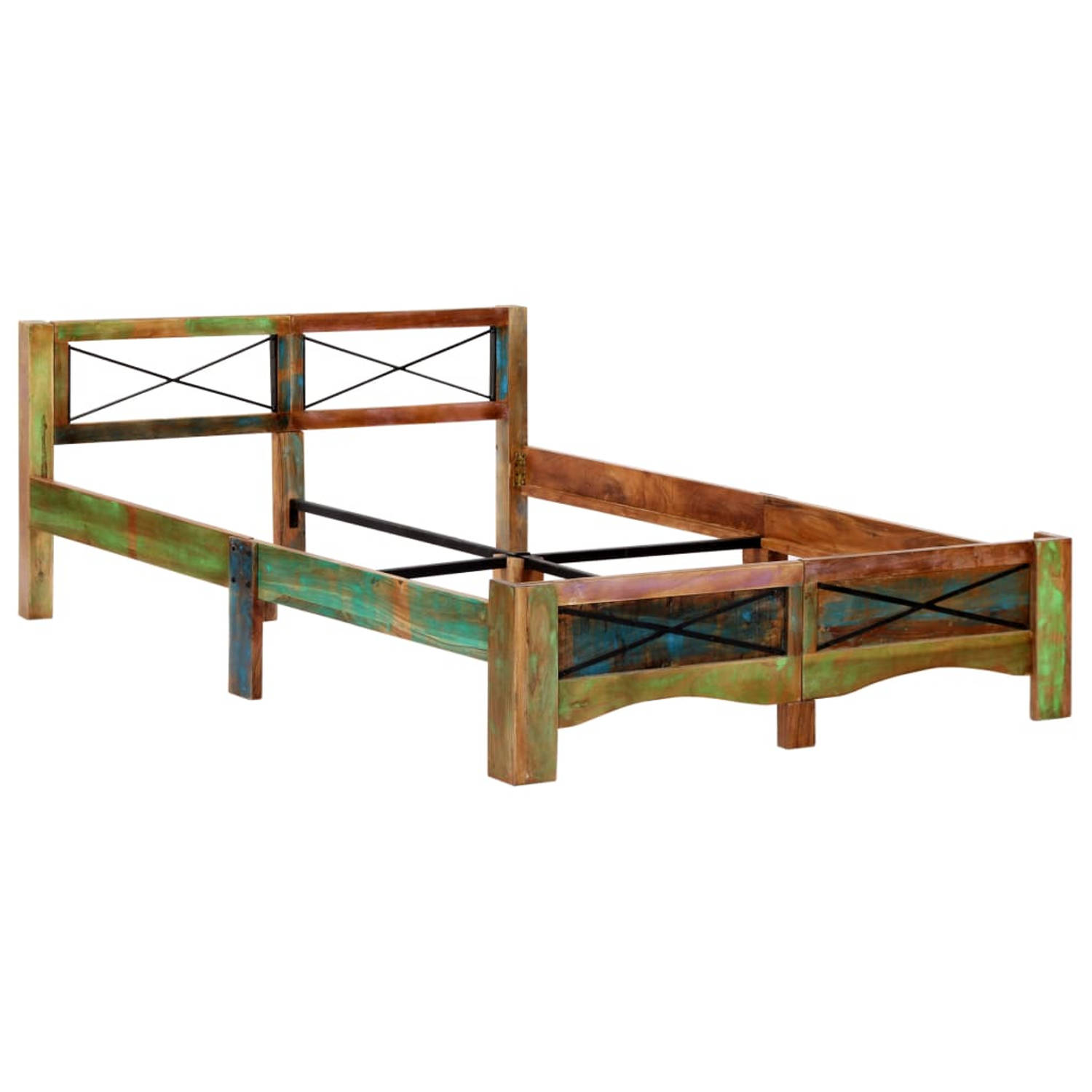 The Living Store Bedframe massief gerecycled hout 140x200 cm - Bed