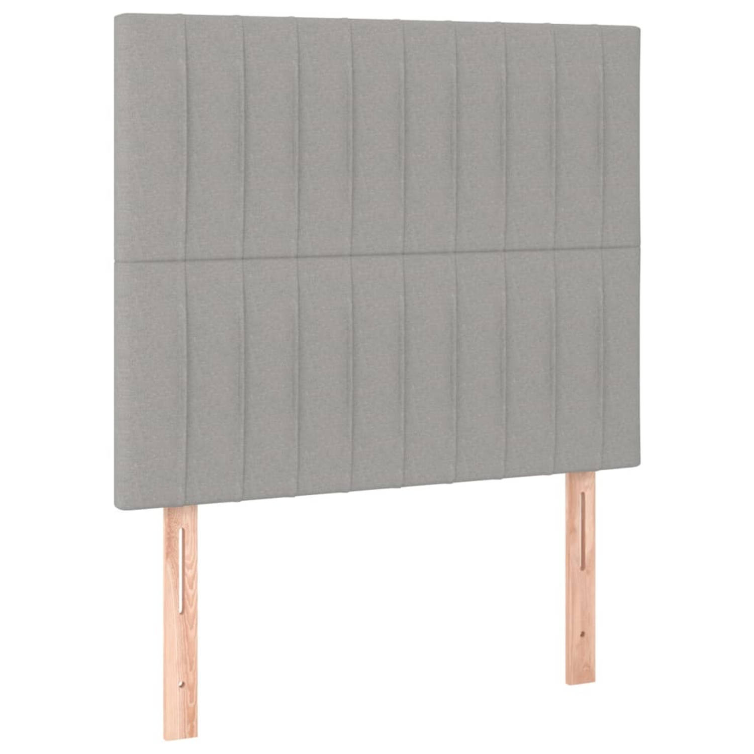 The Living Store Hoofdbord - Hoofdeind Set 100x5x118/128 cm - Lichtgrijs stof - Verstelbare hoogte