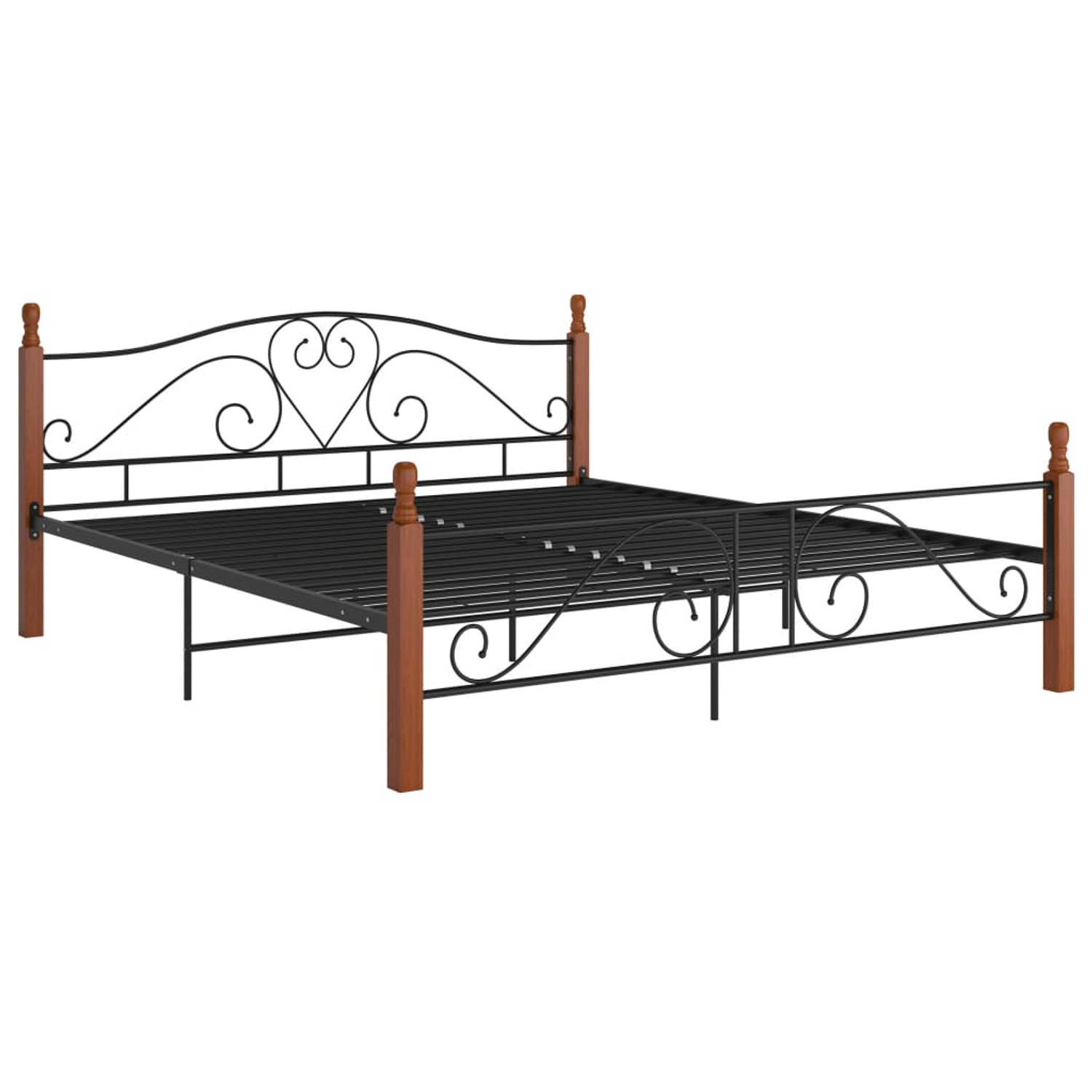 The Living Store Bedframe metaal zwart 200x200 cm - Bedframe - Bedframes - Bed - Bedden - Frame - Frames - Tweepersoonsbed - Tweepersoonsbedden - Bedombouw - Bedombouwen - Metalen