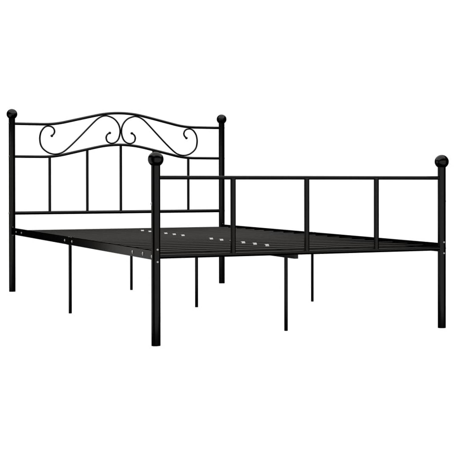 The Living Store Bedframe metaal zwart 120x200 cm - Bed