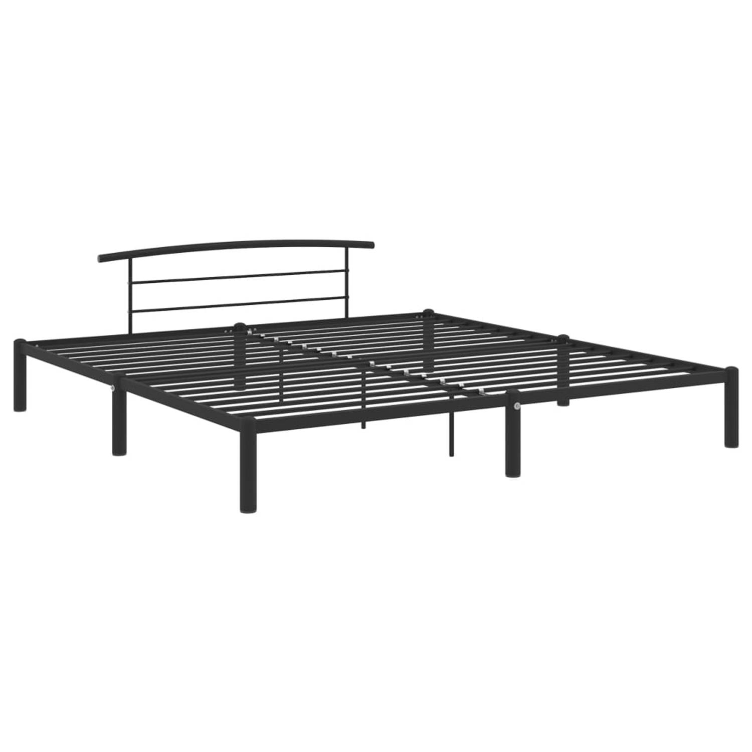 The Living Store Bedframe metaal zwart 200x200 cm - Bedframe - Bedframes - Tweepersoonsbed - Tweepersoonsbedden - Bed - Bedden - Bedombouw - Bedombouwen - Frame - Frames - Slaapmeu