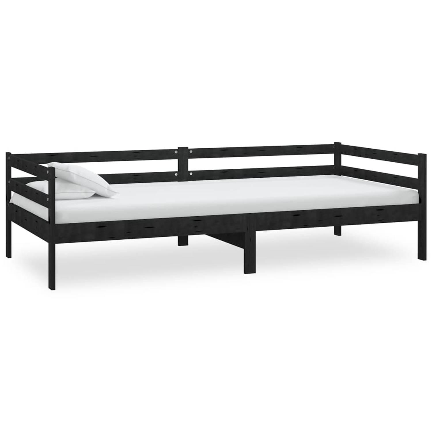 The Living Store Bedbank massief grenenhout zwart 90x200 cm - Bedbank - Bedbanken - Bed Bank - Bed Banken - Slaapbank - Slaapbanken - Slaap Bank - Slaap Banken - Houten Bedbank - H