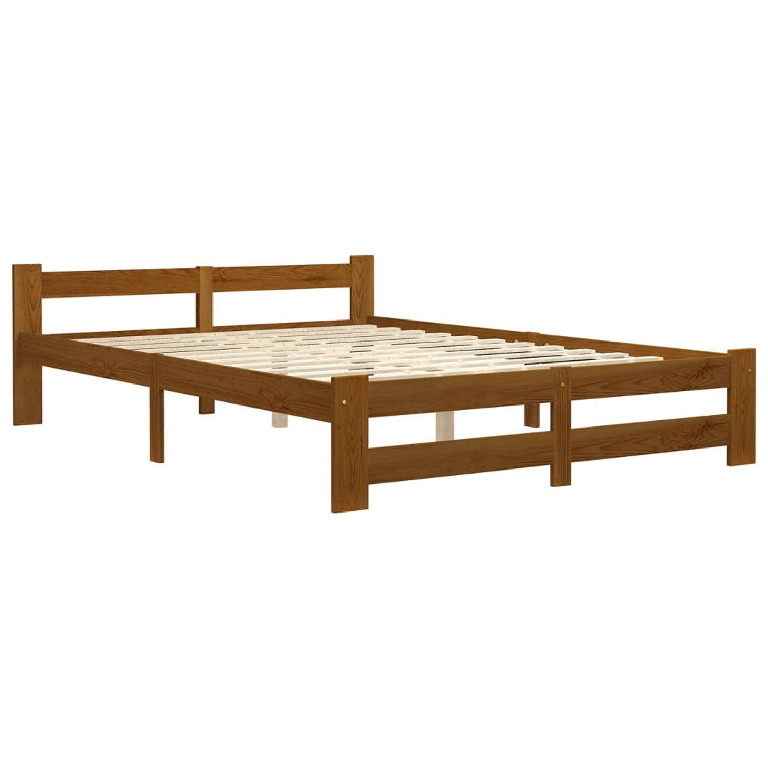 The Living Store Bedframe massief grenenhout honingbruin 140x200 cm - Bedframe - Bedframes - Bed Frame - Bed Frames - Bed - Bedden - Houten Bedframe - Houten Bedframes - 2-persoons