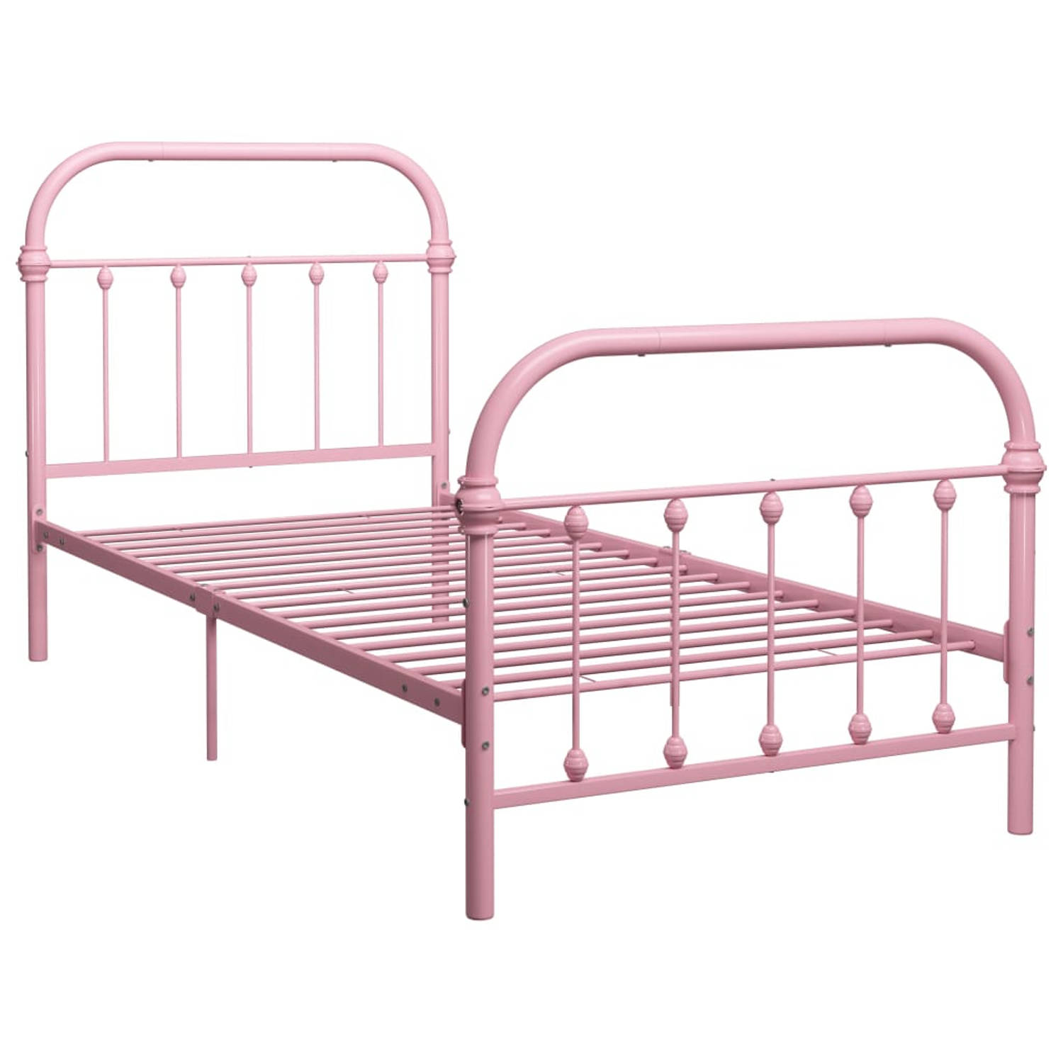 The Living Store Bedframe metaal roze 90x200 cm - Bedframe - Bedframes - Eenpersoonsbed - Eenpersoonsbedden - Bed - Bedden - Bedombouw - Bedombouwen - Frame - Frames - Slaapmeubel