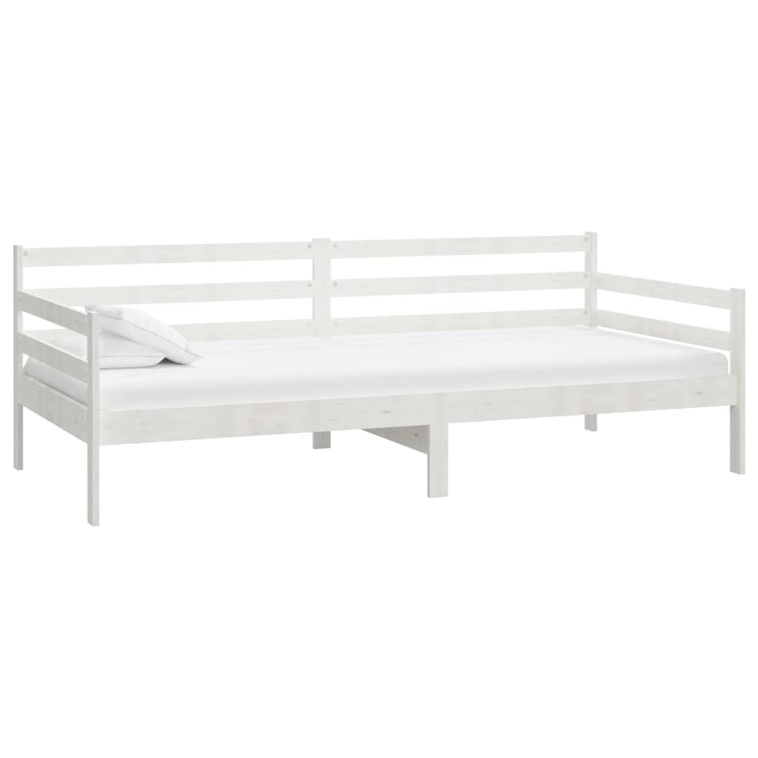 The Living Store Slaapbank massief grenenhout wit 90x200 cm - Bedbank - Bedbanken - Bed Bank - Bed Banken - Slaapbank - Slaapbanken - Slaap Bank - Slaap Banken - Houten Bedbank - H