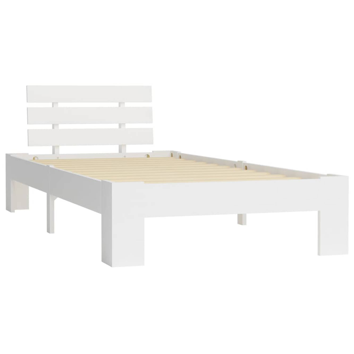 The Living Store Bedframe massief grenenhout wit 90x200 cm - Bed