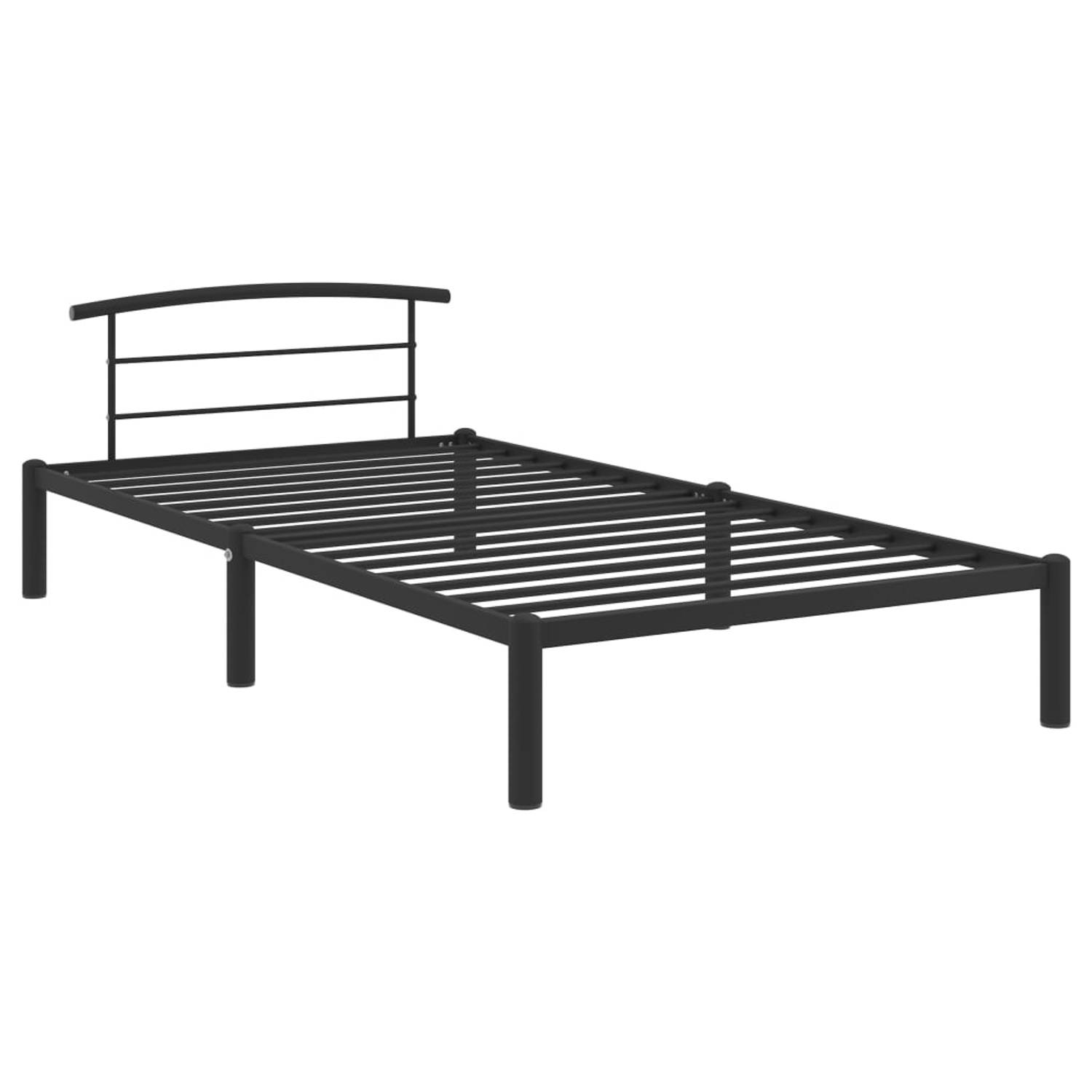 The Living Store Bedframe metaal zwart 90x200 cm - Bedframe - Bedframes - Eenpersoonsbed - Eenpersoonsbedden - Bed - Bedden - Bedombouw - Bedombouwen - Frame - Frames - Slaapmeubel