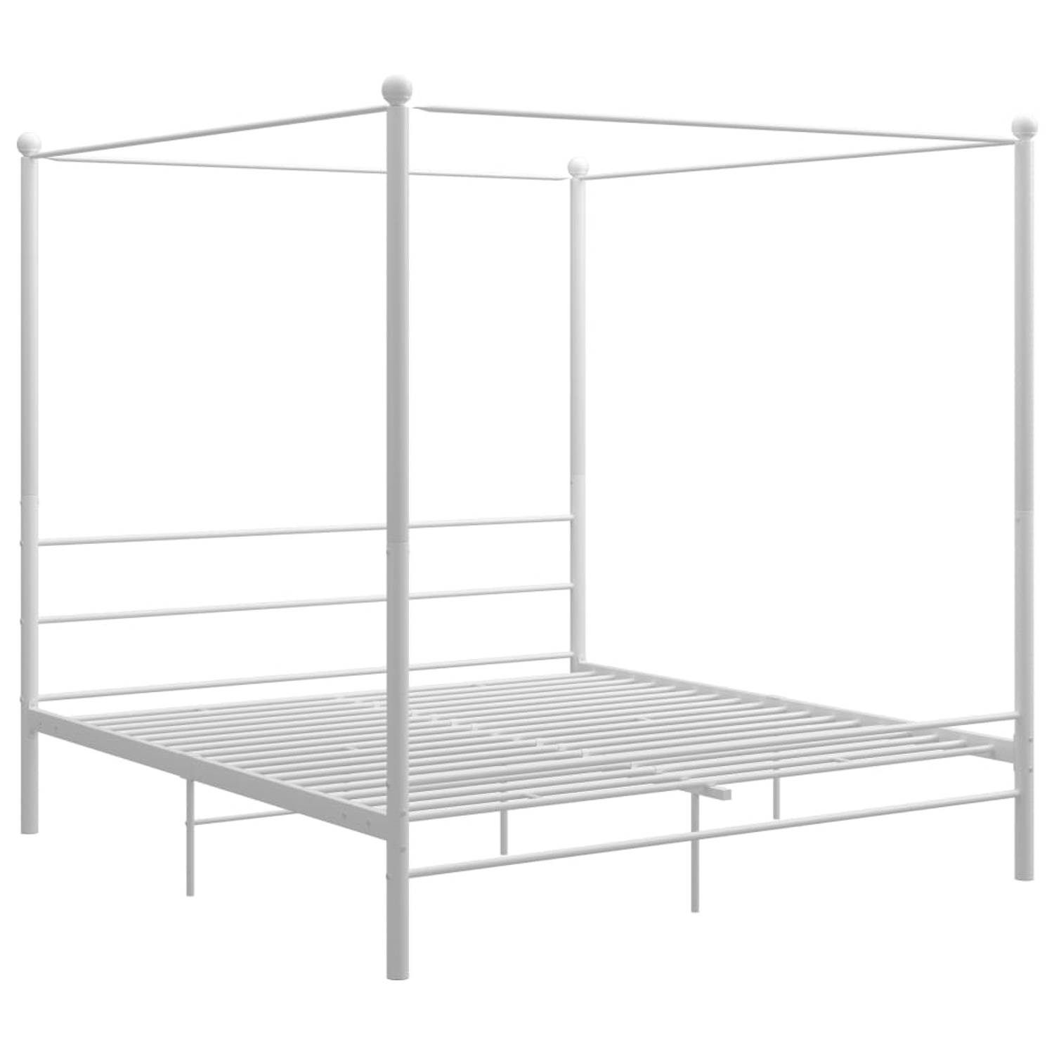 The Living Store Hemelbedframe metaal wit 200x200 cm - Bedframe - Bedframe - Bed Frame - Bed Frames - Bed - Bedden - Metalen Bedframe - Metalen Bedframes - 2-persoonsbed - 2