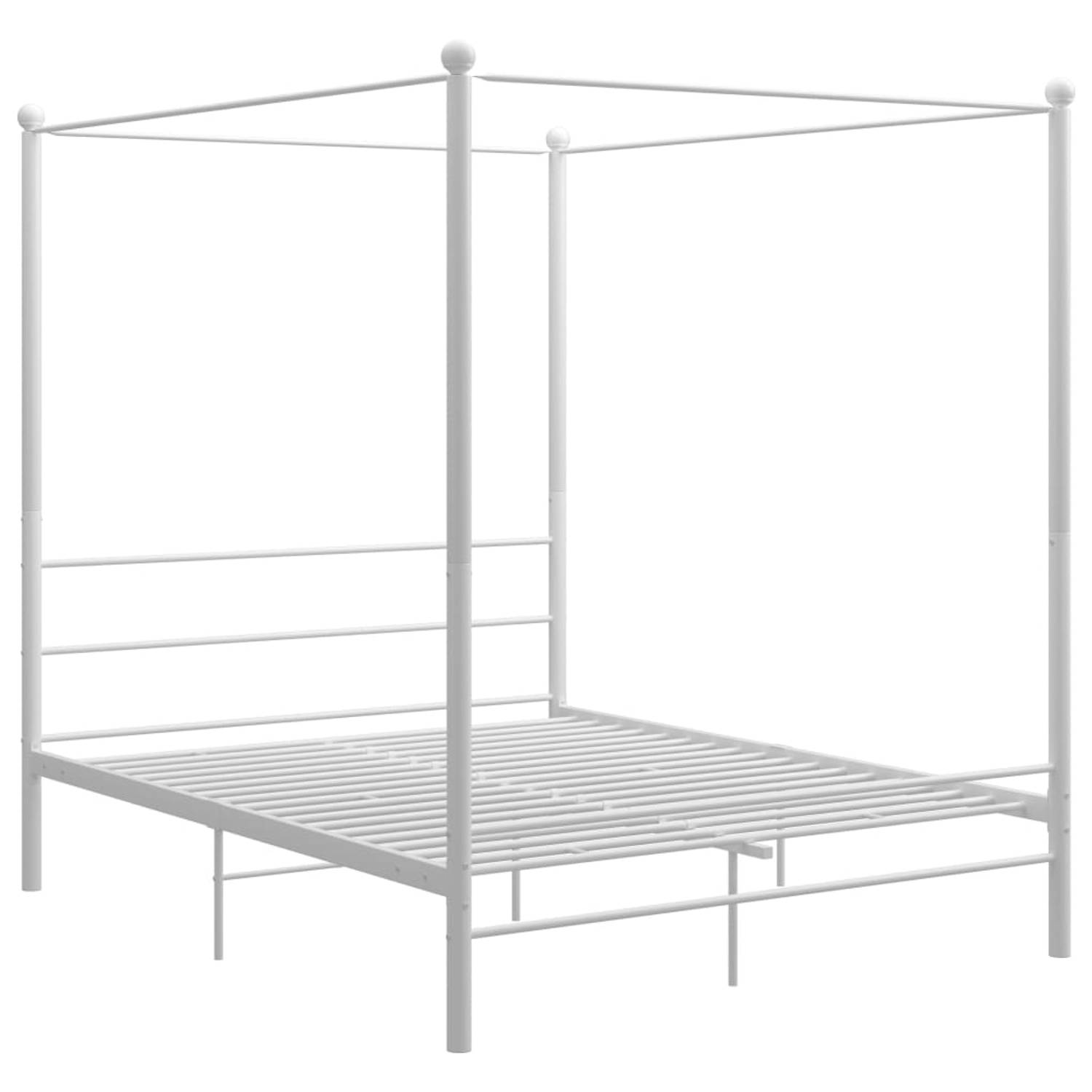 The Living Store Hemelbedframe metaal wit 160x200 cm - Bedframe - Bedframe - Bed Frame - Bed Frames - Bed - Bedden - Metalen Bedframe - Metalen Bedframes - 2-persoonsbed - 2