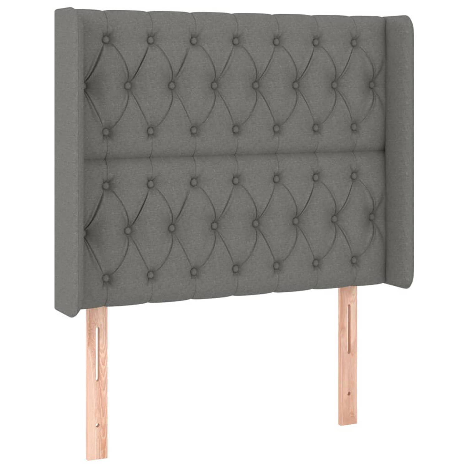 The Living Store Hoofdbord - Donkergrijs - 103x16x118/128 cm - Duurzaam materiaal