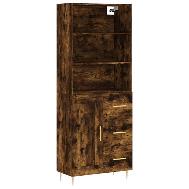 vidaXL Hoge kast 69,5x34x180 cm bewerkt hout gerookt eikenkleurig