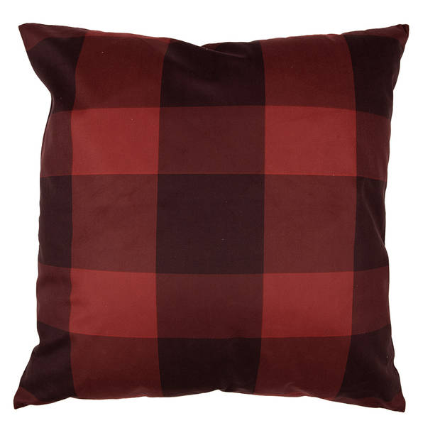 Clayre & Eef Kussenhoes 45x45 cm Rood Bruin Polyester Hert Sierkussenhoes Rood Sierkussenhoes