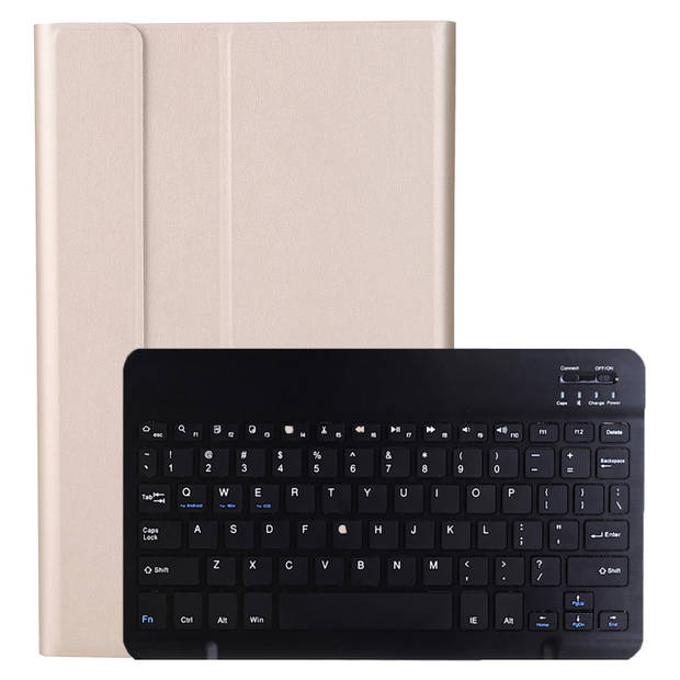 Basey Lenovo M10 Plus (3e generatie) Hoes Toetsenbord Hoesje Keyboard Case Cover - Goud