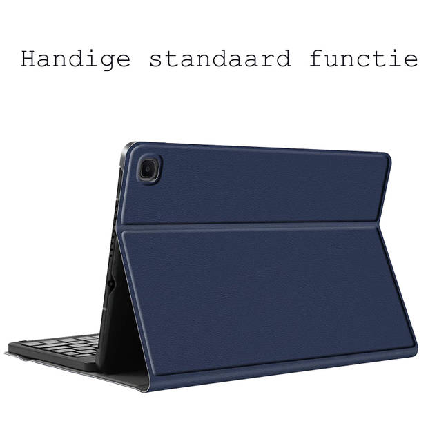 Basey Samsung Galaxy Tab A7 Hoes Toetsenbord Hoesje Keyboard Case Cover - Donkerblauw