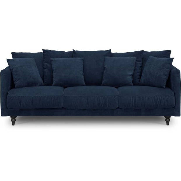 4-zits vaste rechte bank - Blauwe stof - Klassiek - L 212 x D 93 cm - CONSTANCE