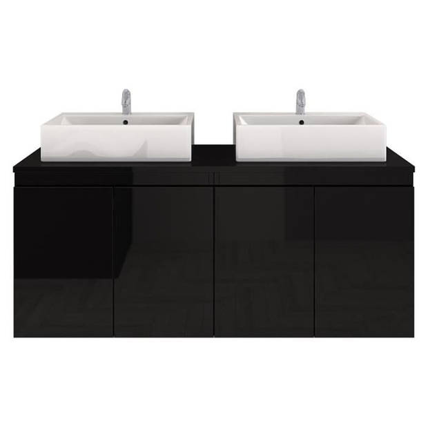 CINA Dubbele wastafel badkamerset L 120 cm - Zwart gelakt
