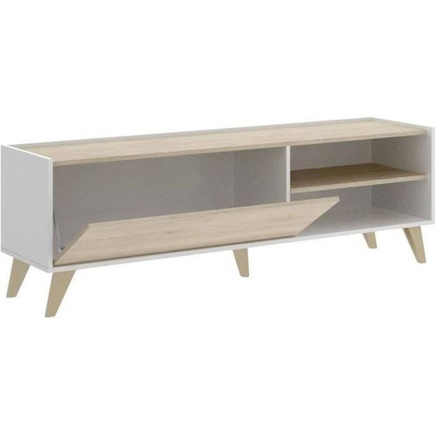 NESS buffet salontafel TV-kastset - Melamine - Scandinavische stijl - Eiken en wit