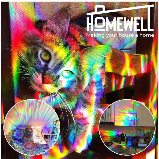 Homewell Raamfolie HR++ 60x200cm - Zonwerend & Isolerend - Statisch - Regenboog Scherven