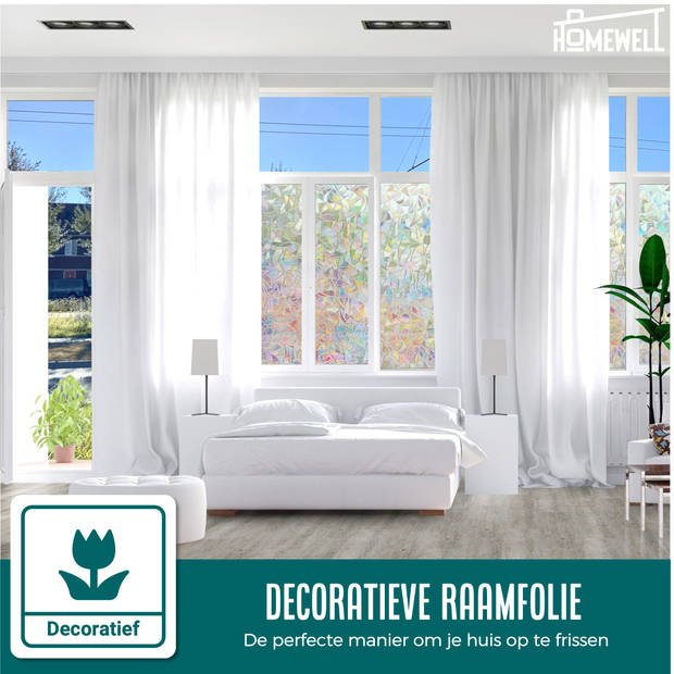 Raamfolie HR++ 90x200cm - Zonwerend & Isolerend - Statisch - Regenboog Scherven