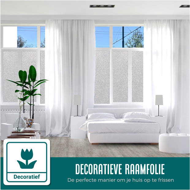 Homewell Raamfolie HR++ 70x300cm - Isolerend & Zonwerend - Anti inkijk - Statisch Zelfklevende Plakfolie - Glitter