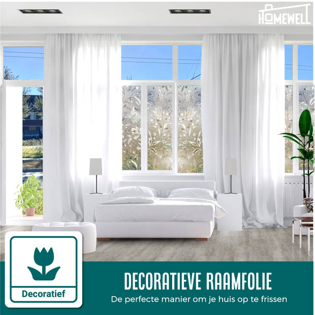 Raamfolie HR++ 45x300cm - Zonwerend & Isolerend - Statisch - Regenboog Bloemen