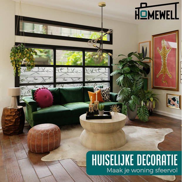 Homewell Raamfolie HR++ 70x300cm - Zonwerend & Isolerend - Statisch - Bamboe