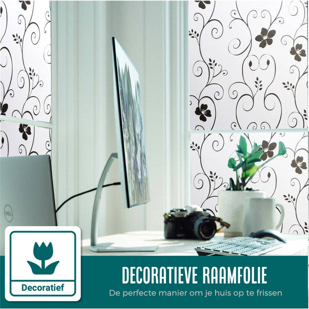 Homewell Raamfolie HR++ 60x200cm - Isolerend & Zonwerend - Anti inkijk - Statisch - Klimop