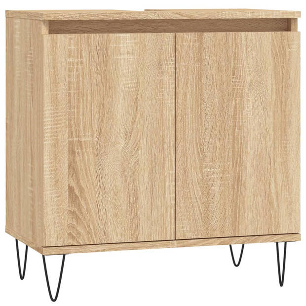 The Living Store Badkamermeubelset - Sonoma eiken - 30x30x190 cm/30x30x100 cm/58x33x60 cm