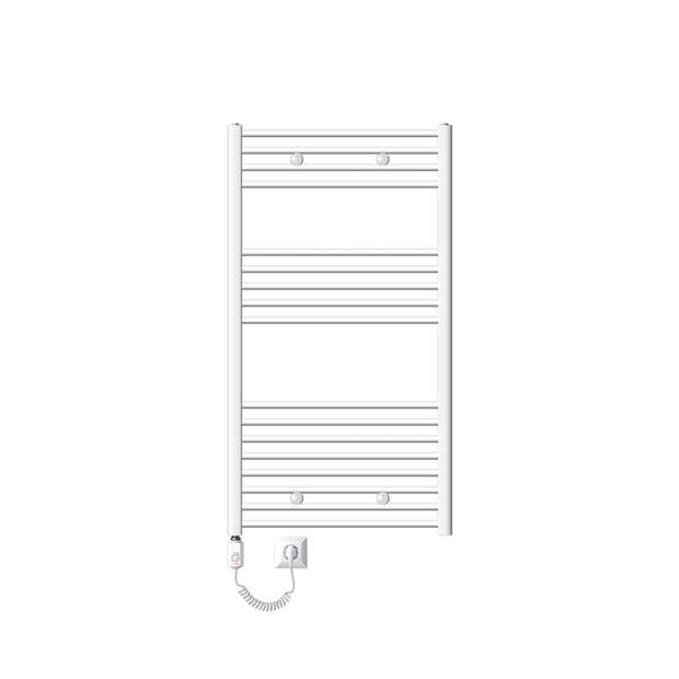 ECD Germany Badkamerradiator elektrisch met verwarmingselement 1200W - 750 x 1200 mm - wit - gebogen met zijaansluiting