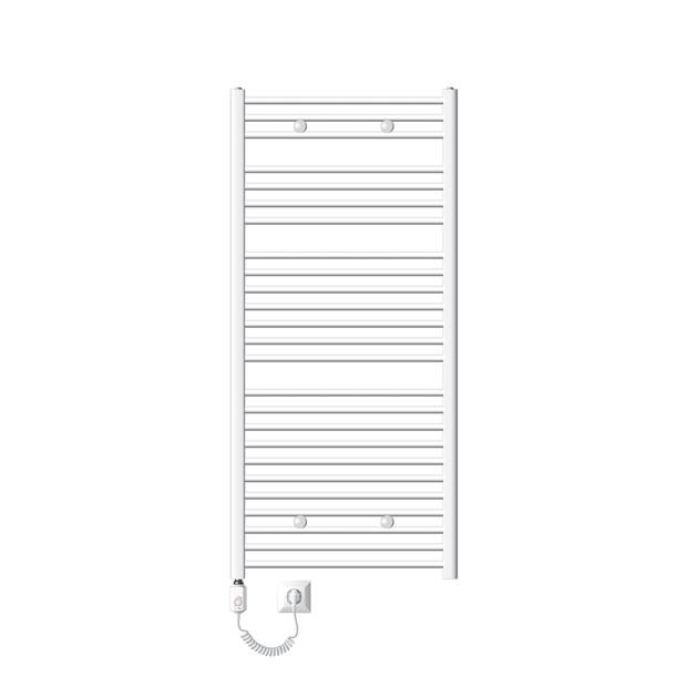 Badkamerradiator Sahara 750 x 1500 mm Witte gebogen zijaansluiting met verwarmingselement 900W