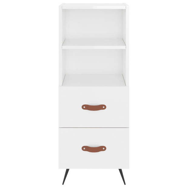 The Living Store Dressoir Modern - Hoogglans wit - 34.5 x 34 x 90 cm - Hout/metaal