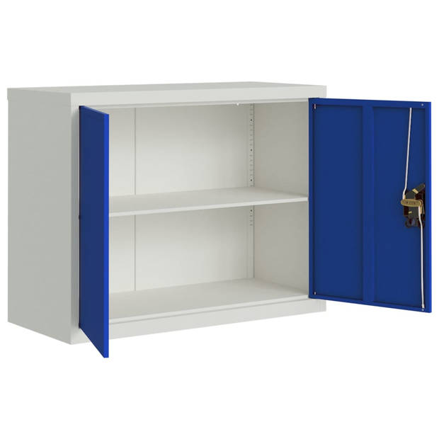 vidaXL Archiefkast 90x40x70 cm staal lichtgrijs en blauw