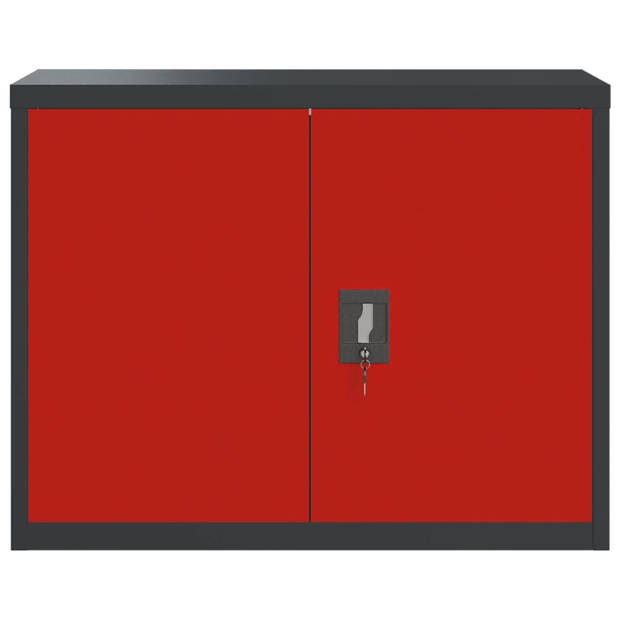 vidaXL Archiefkast 90x40x70 cm staal antracietkleurig en rood