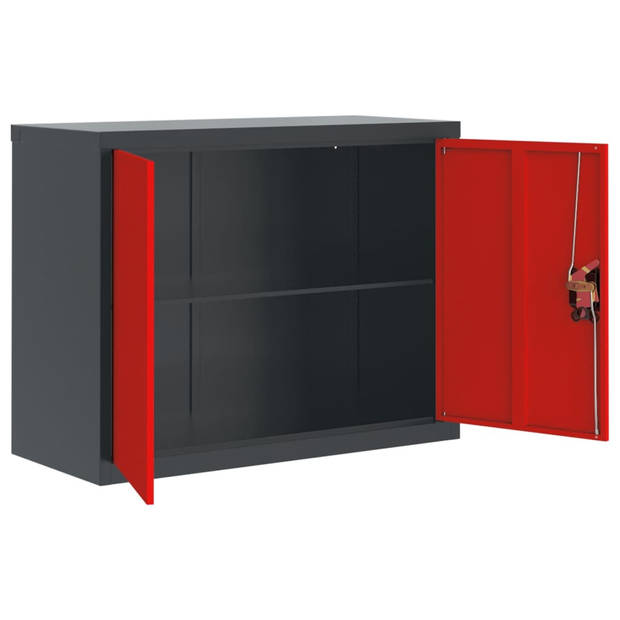 vidaXL Archiefkast 90x40x70 cm staal antracietkleurig en rood