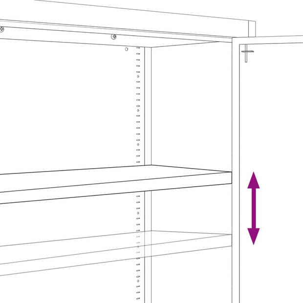 vidaXL Archiefkast 105x40x180 cm staal wit