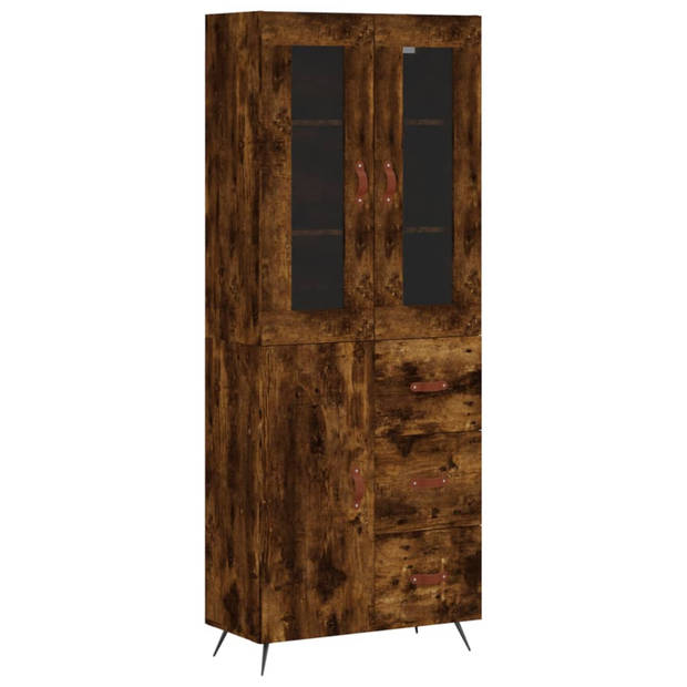 vidaXL Hoge kast 69,5x34x180 cm bewerkt hout gerookt eikenkleurig