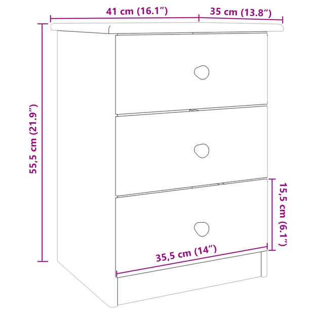 vidaXL Nachtkastje ALTA 41x35x55,5 cm massief grenenhout