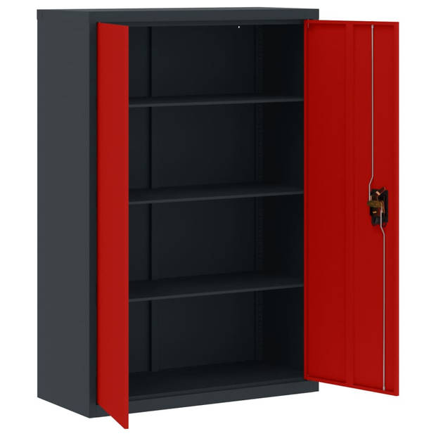 vidaXL Archiefkast 90x40x140 cm staal antracietkleurig en rood