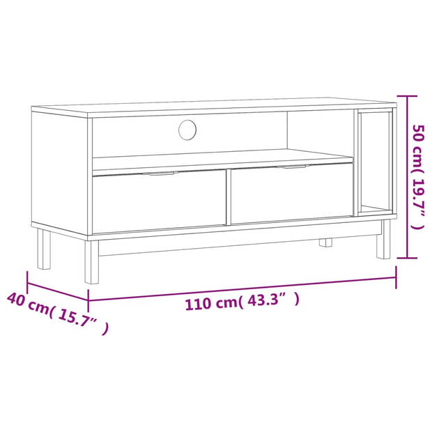 vidaXL TV-meubel FLAM 110x40x50 cm massief grenenhout