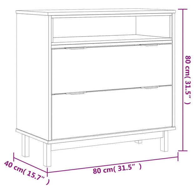 vidaXL Ladekast FLAM 80x40x80 cm massief grenenhout