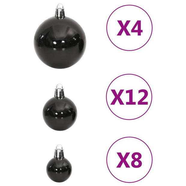 vidaXL 111-delige Kerstballenset polystyreen zwart