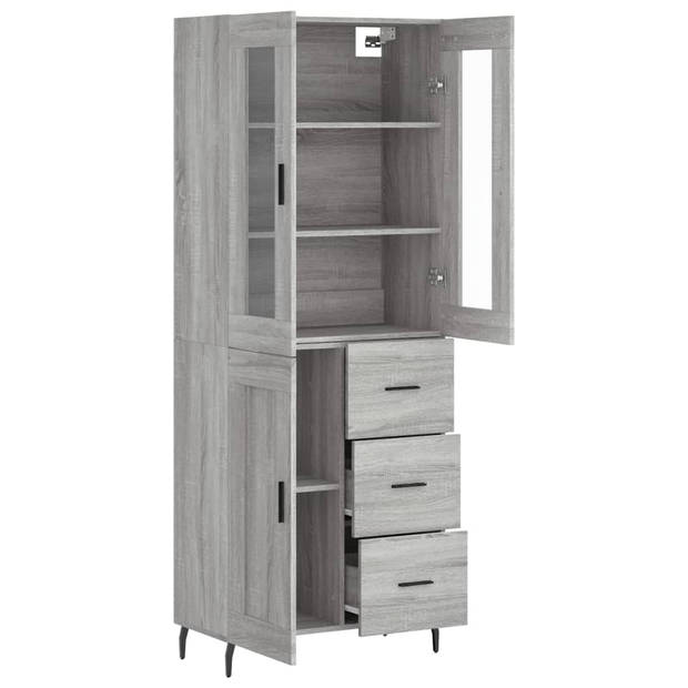 vidaXL Hoge kast 69,5x34x180 cm bewerkt hout grijs sonoma eikenkleurig