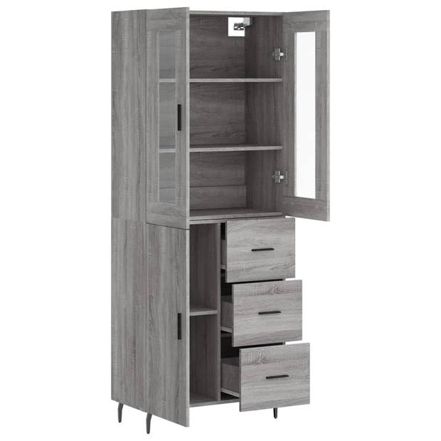 vidaXL Hoge kast 69,5x34x180 cm bewerkt hout grijs sonoma eikenkleurig