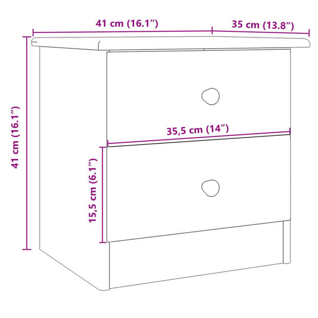 vidaXL Nachtkastje ALTA 41x35x41 cm massief grenenhout wit